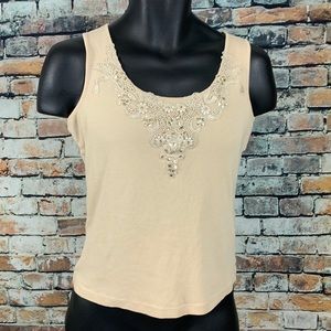 Emma James beige sleeveless top sz S